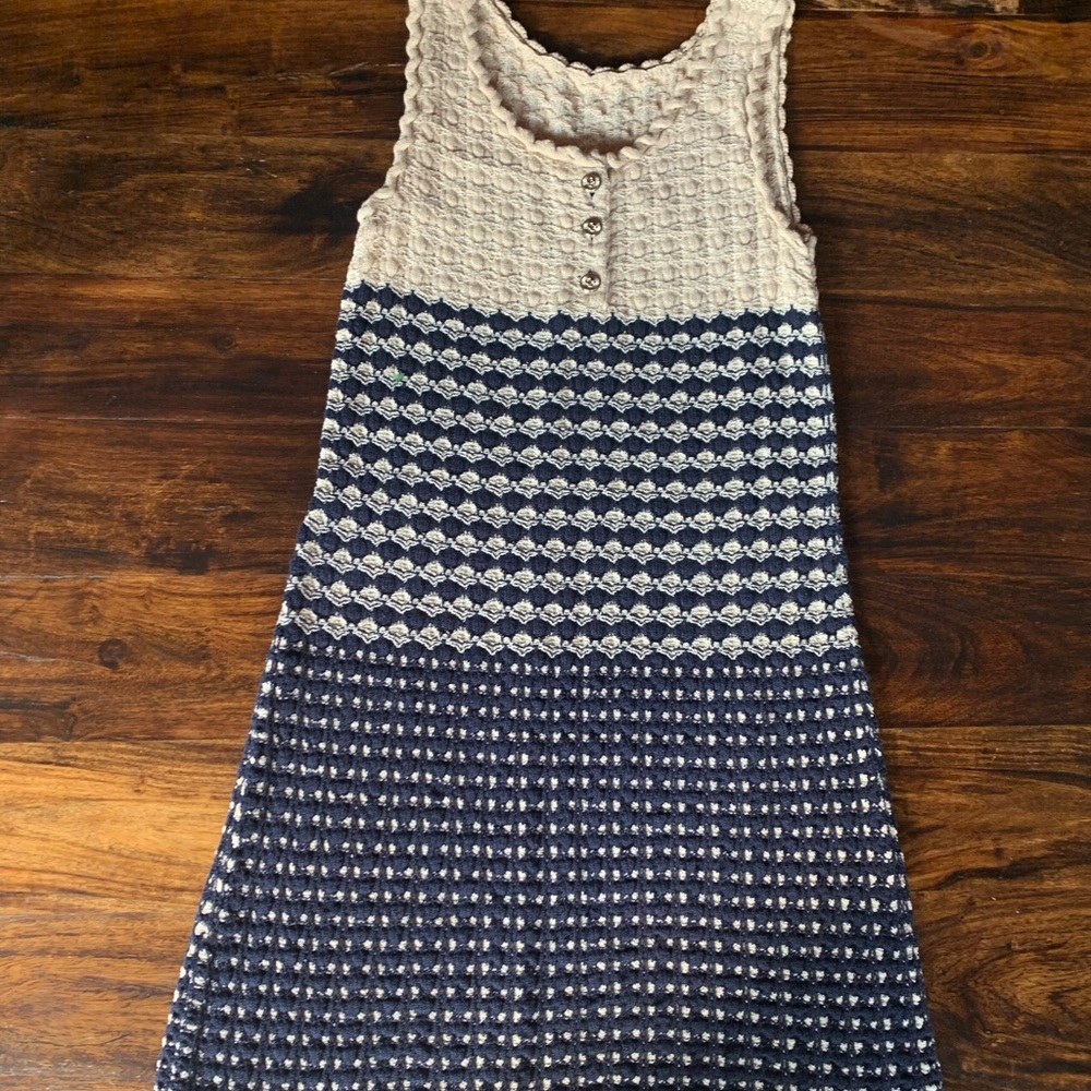 Chanel Beige+navy Knit Dress
